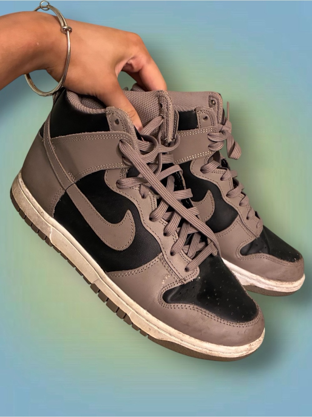 Nike Women's High-Top Sneakers in Taupe and Black